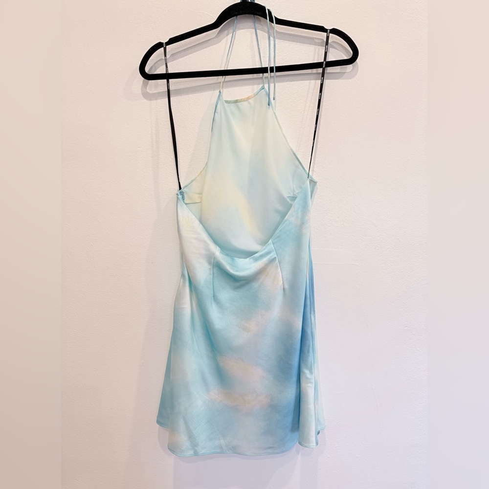 NWT SER.O.YA Helen 100% Silk Halter Mini Dress Cloud Tie Dye Size M - Picture 7 of 9